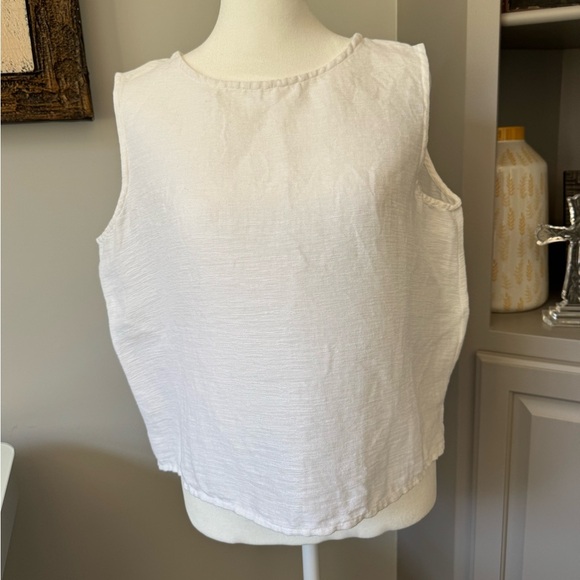 Eileen Fisher White Linen Boxy Tank Top Shirt Women’s Size Large Italian Fabric - Picture 12 of 13